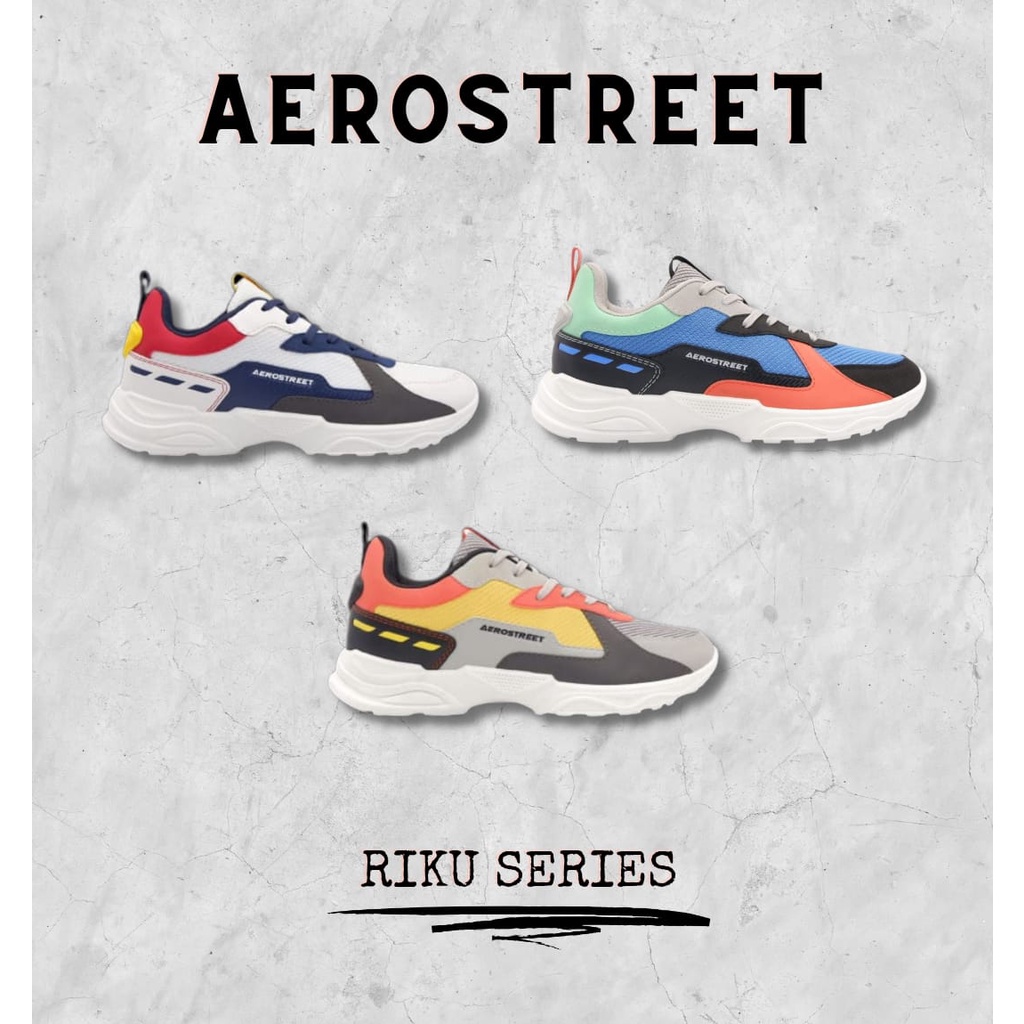Sepatu Aerostreet Riku Original 40-43 // Merah Putih //  Sepatu Olahraga Sneaker Casual Murah Bagus