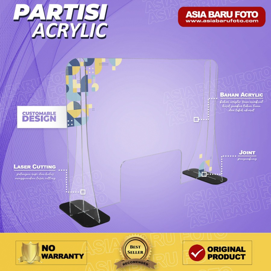 

Partisi / Sekat / Pembatas Meja Acrylic Print Table 50cm X 70cm (2mm) Model Baru