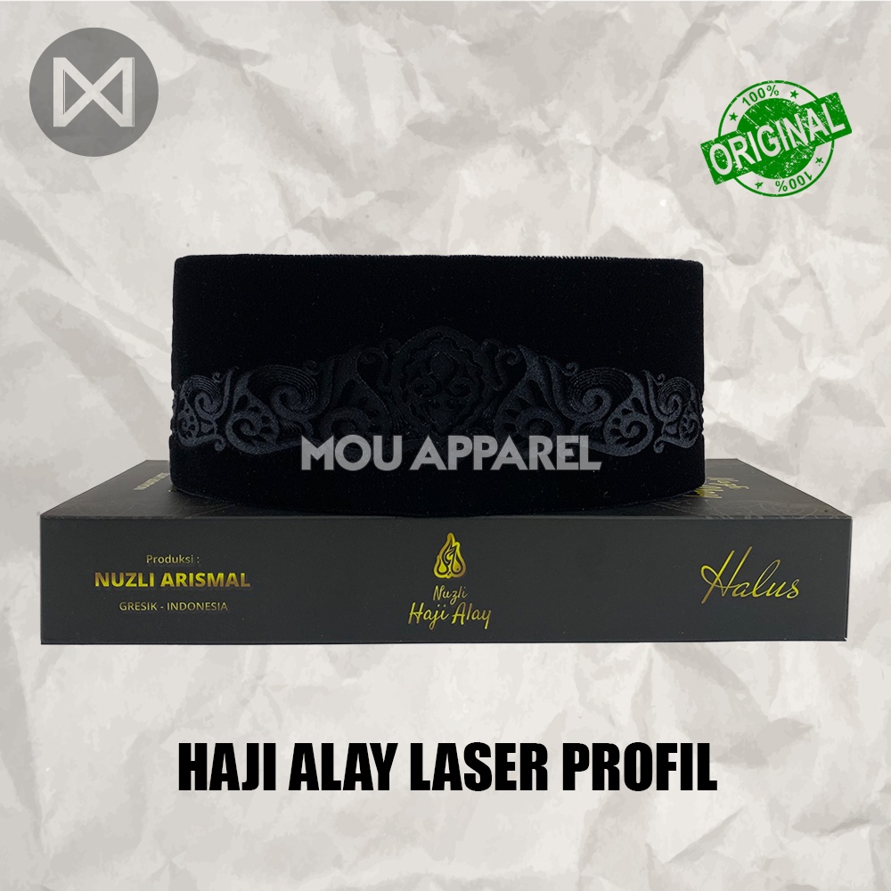 Songkok Premium HAJI ALAY LASER AC Tinggi 9 Peci Sholat Pria Dewasa Hitam Full Motif Batik NU Kopiah Shalat Anak Santri Laki Kopyah Solat Pesantren Nasional Beludru Ukuran Jumbo Kopeah Bordir Bulat Batok Bludru Putih Pendek Karakter 8 Nama Susun Original