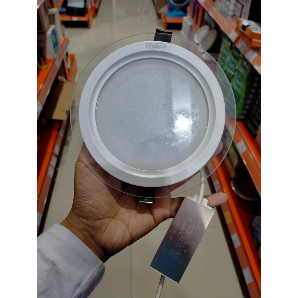 LAMPU DOWNLIGHT LED INBOW SKYLED 12 WATT CAHAYA PUTIH LIST KACA