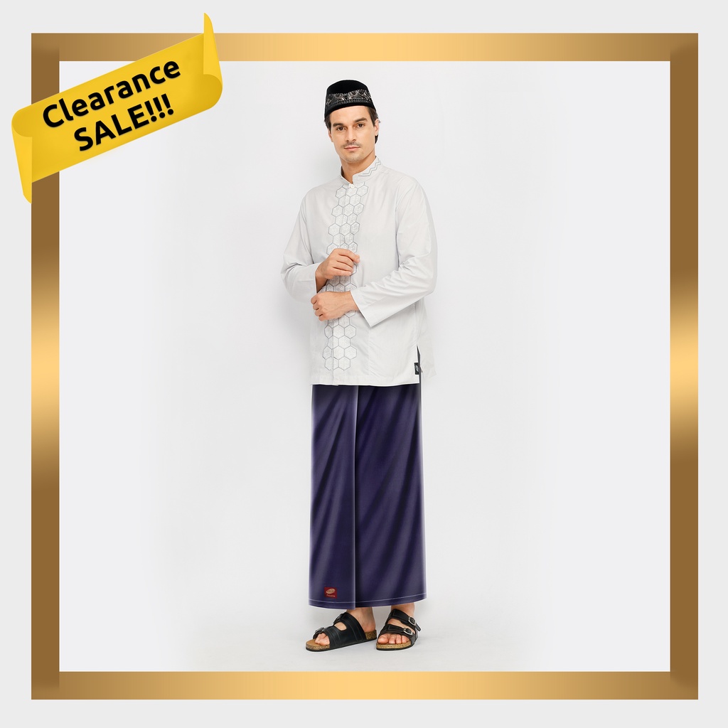 Sarung ATLAS Premium 750 Tumpal Kembang Warna Polos Abu Tua