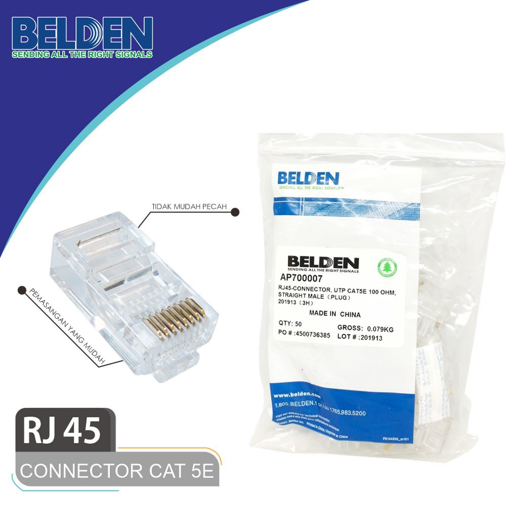 Connector BELDEN AP700007 ORIGINAL / Konektor RJ45 BELDEN Cat5e (8 pin) - UTP - 5E/CAT 5E/CAT.5E/CAT5E