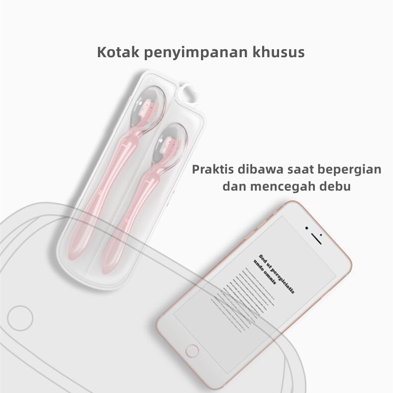 Sendok Makan Bayi 2 in 1 Silikon Baby Safety Spoon Lentur Mpasi Baby Food Spoon Bpa Free CJ11