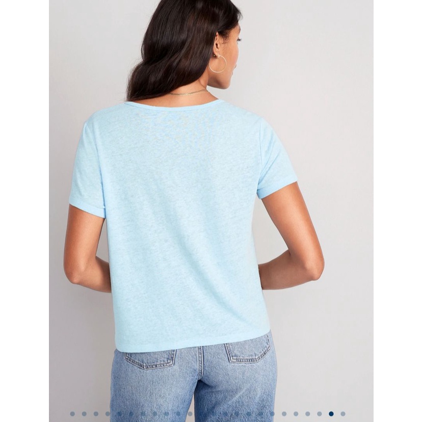 Oldnavy Linen Blend V-Neck Henley T-Shirt