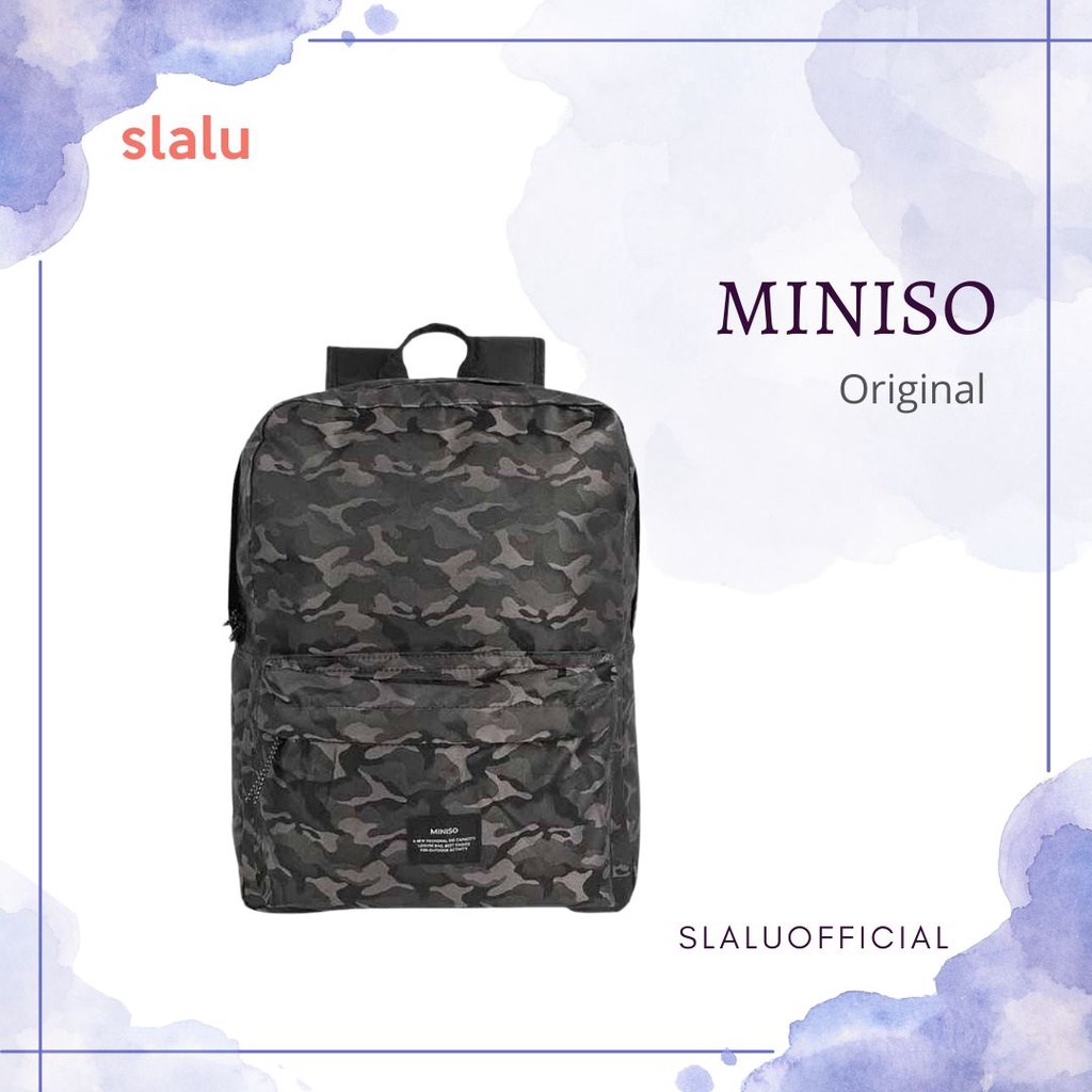 Tas Backpack Ransel Import Impor Laptop Outdoor Unisex Branded Miniso Army