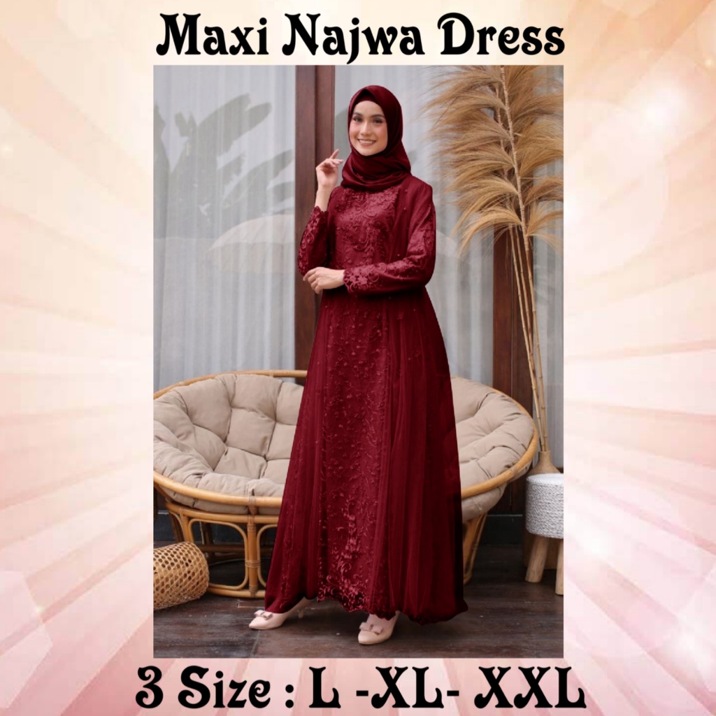 PAKAIAN MUSLIM WANITA BUSUI MODEL TERBARU KEKINIAN/MAXI NAJWA DRESS 3 SIZE L- XL-XXL/GAMIS TERBARU 2023 LEBARAN WANITA