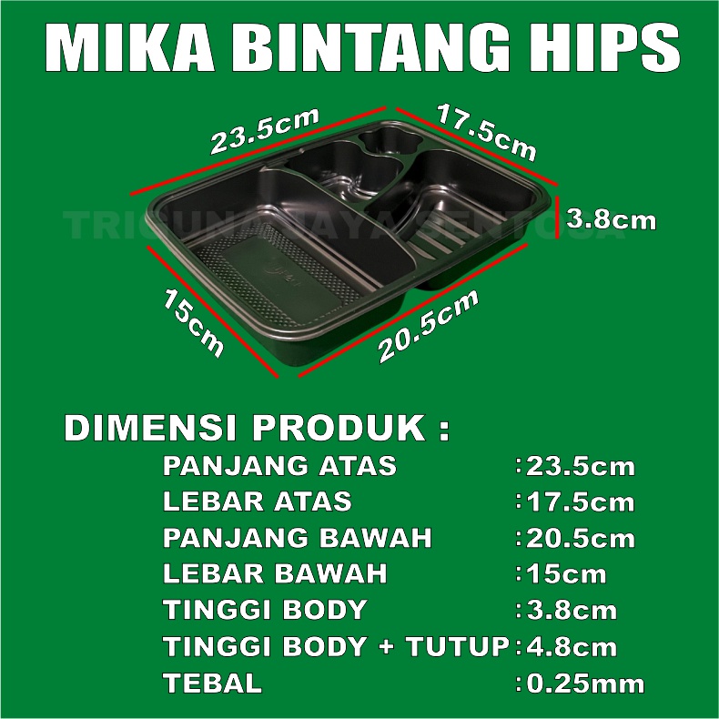 Mika Bento Bintang Hips Tahan Panas 4 Sekat Kotak Makan Per Pack Murah