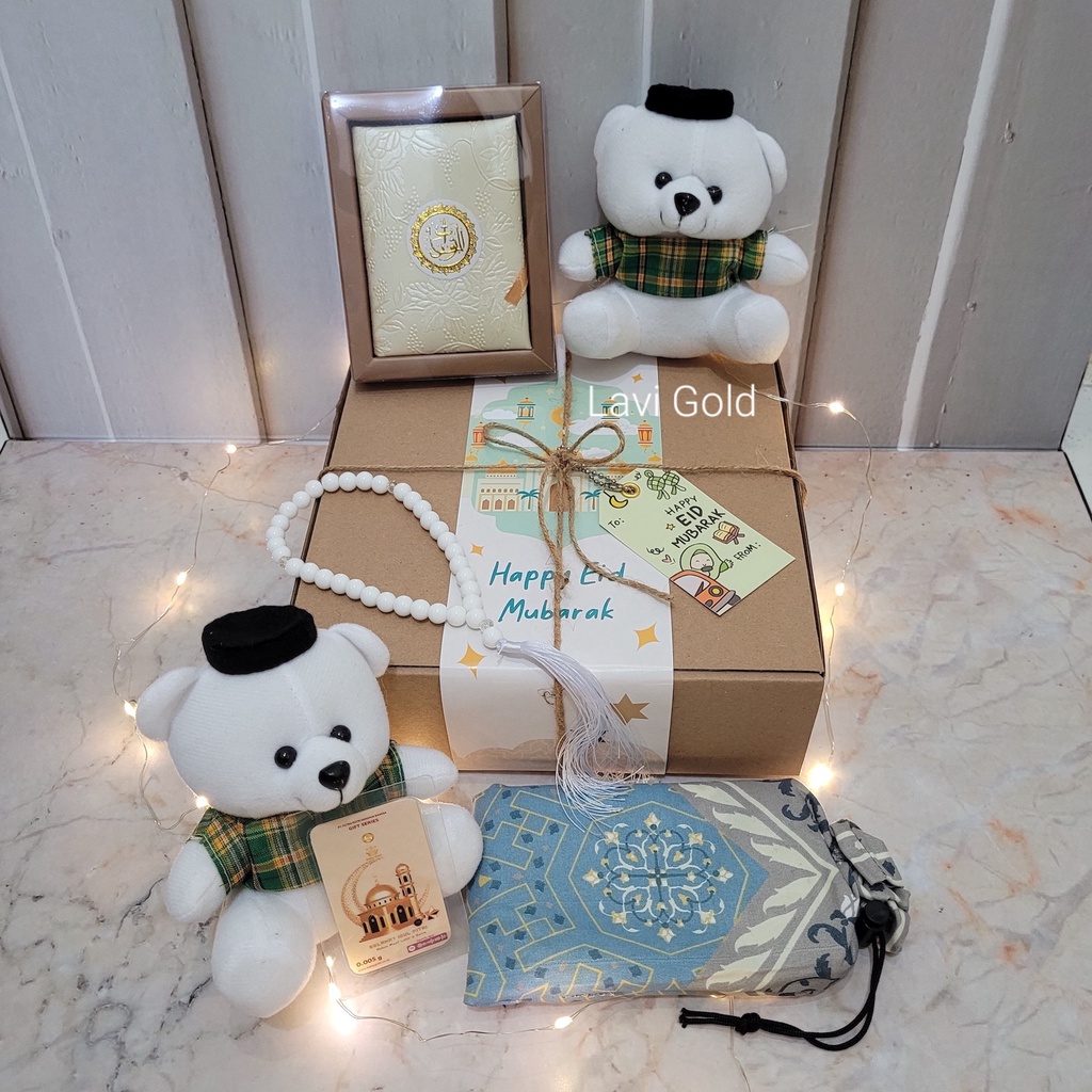 Hampers Lebaran 2023 - Emas Baby Gold + Tasbih + Sajadah + Buku Dzikir