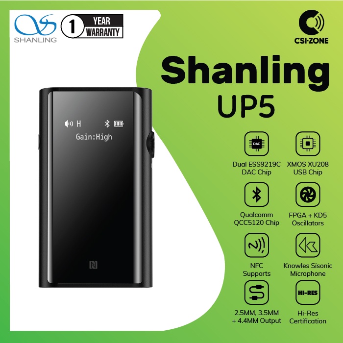 Shanling UP5 Portable Hi-Fi Bluetooth Headphone Amplfier & DAC