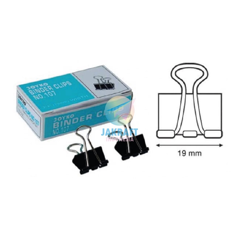 

(12 Pcs) Binder Clip Clips Klip Kertas JOYKO No.107 (19 mm) 3/4" Kecil Sedang
