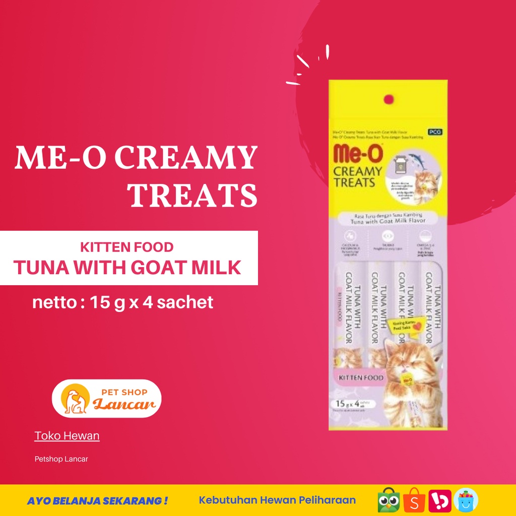 MeO Kitten Creamy Treats Tuna with Goat Milk Snack Kucing 60gr