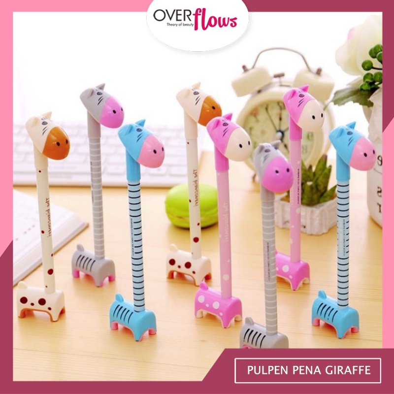 OVERFLOWS.ID BOLPEN KARAKTER JERAPAH PEN GIRAFFE PEN BLUSH UNICORN PULPEN KEPALA KARAKTER LUCU