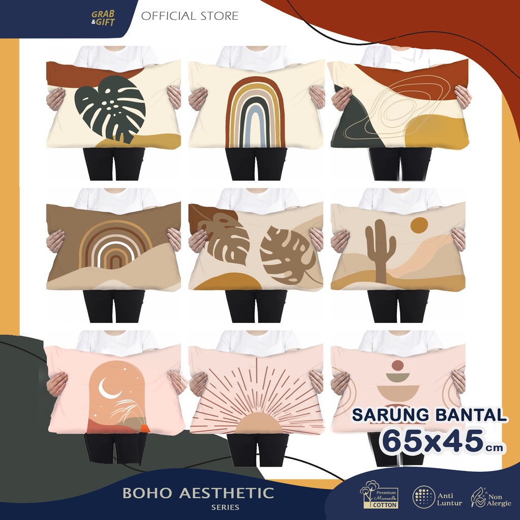 SARUNG Bantal Motif Boho Aesthetic  65x45 cm Minimalis Estetik Scandinavian Mediteranian Cover Grabandgift