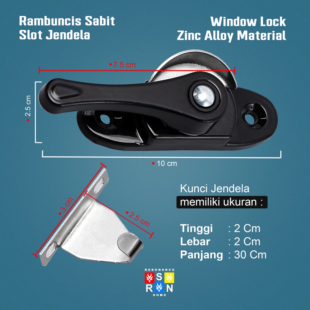 Rambuncis Slot Jendela / Crescent Moon Lock