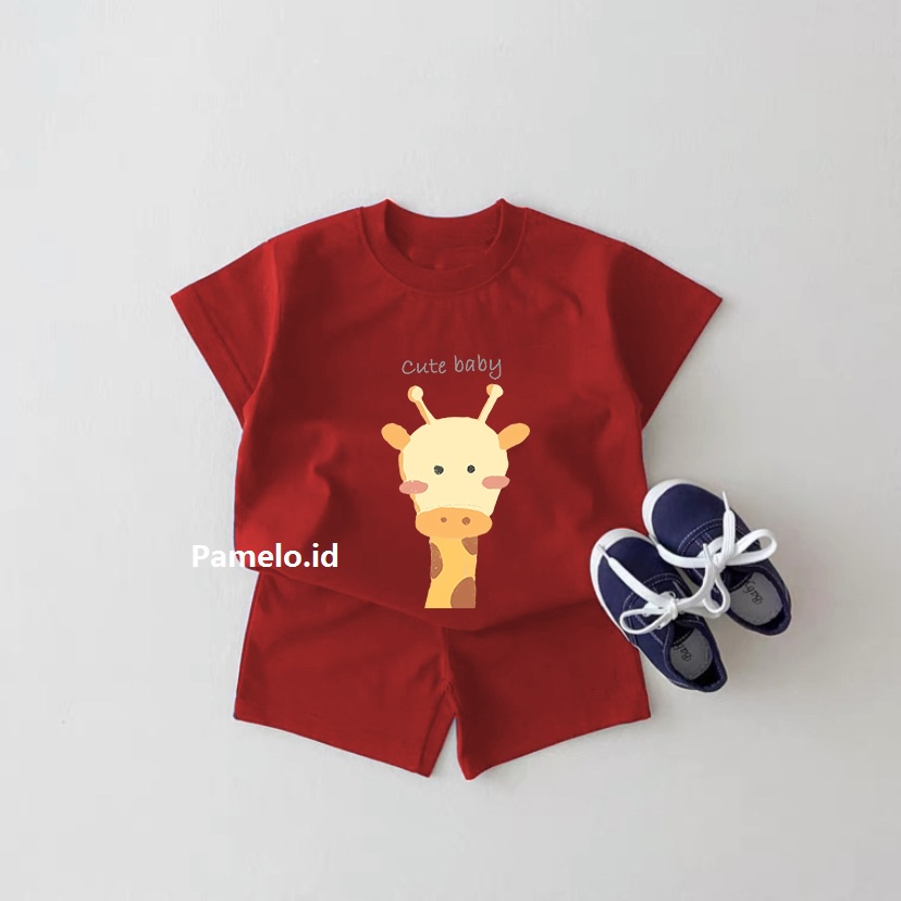 Pamelo.id Set Anak Cute Jerapa  / Fashion Anak / Stelan baju anak / Korea Style / Set Balita / Set Anak Unisex