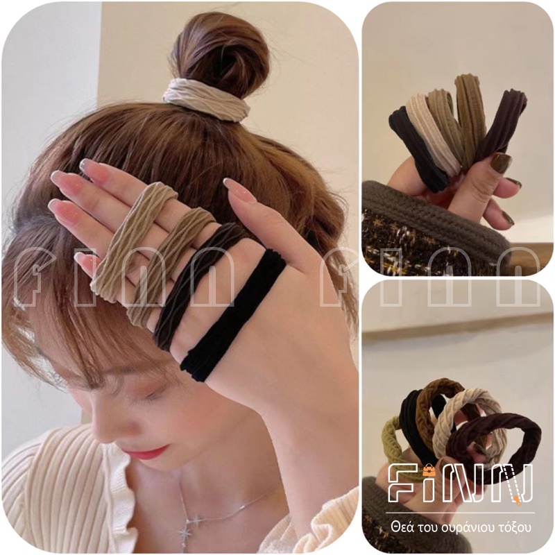 [ Bayar Di Tempat ] Ikat Rambut Korea Karet Multi Color 5 Pcs - 5in1 Ikat Rambut Wanita