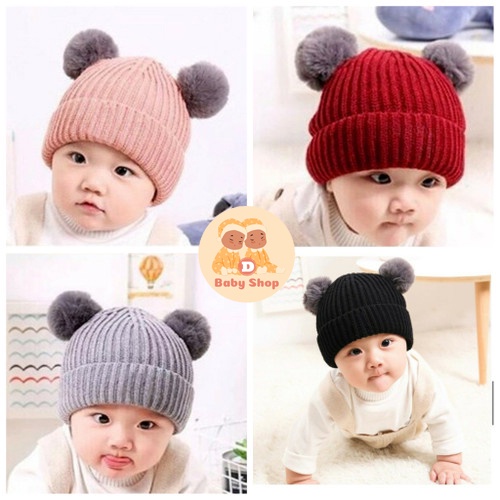 Kupluk Bayi Pompom Topi Rajut Bayi