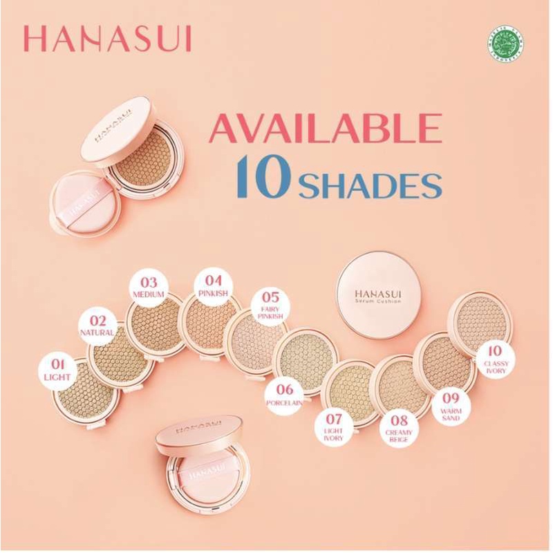 ❤ RATU ❤ Hanasui Serum Cushion 15g Foundation Perfect Coverage | Natural Dewy Finish BPOM✔️