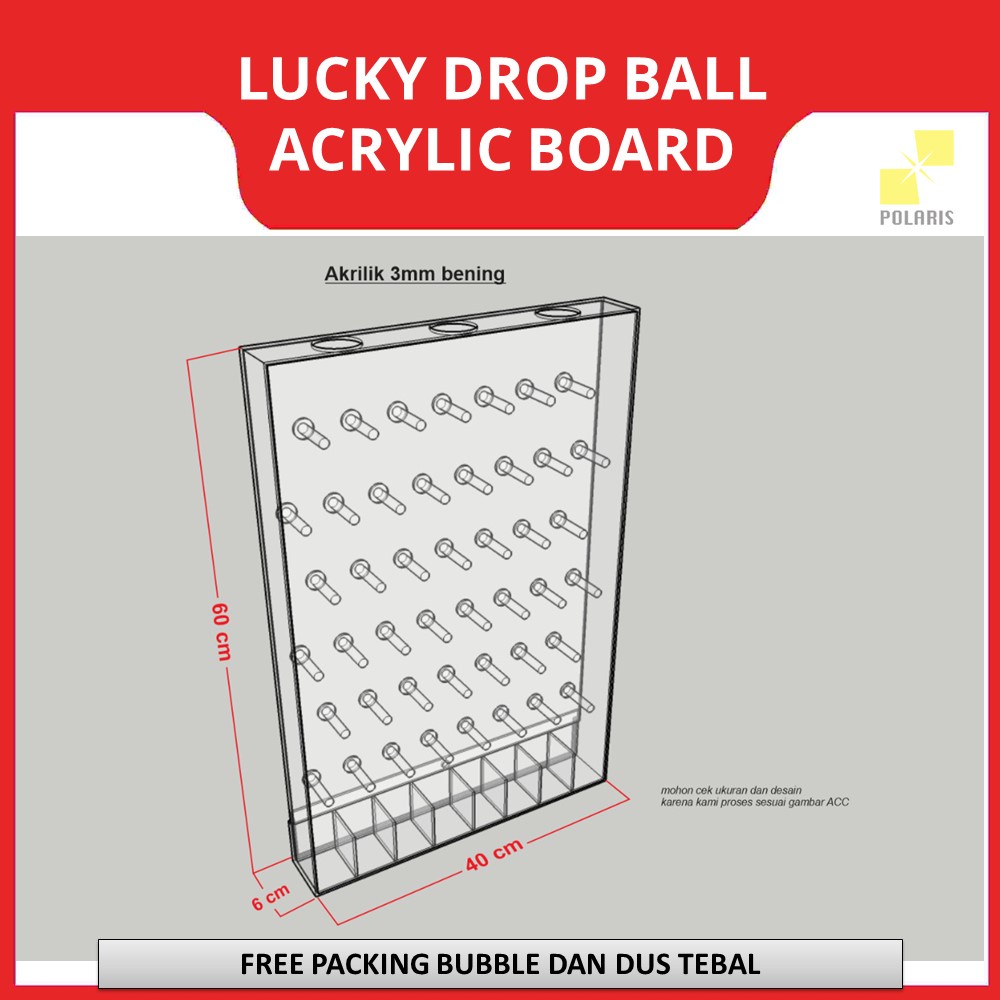 Acrylic Lucky Draw Box Lucky Drop Ball - Permainan Bola Luncur Marble Prize Drop Game - Papan Bola Undian Plinko Board Akrilik