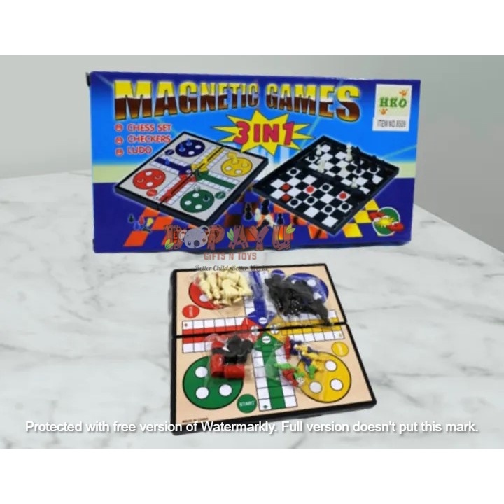 MAINAN MAGNETIC FAMILY BOARD GAME 3IN1 GAMES 8509