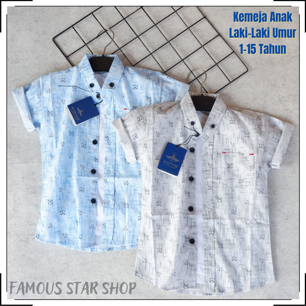 Kemeja Anak Laki-Laki Kemeja Distro Umur 1-15 Tahun Bahan Mat Cutton | Atasan Anak Lengan Pendek | kemeja anak laki-laki / kemeja anak pria / baju lebaran anak / fashion kids | FMS