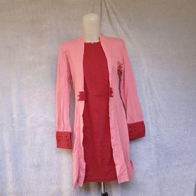 PRELOVED KAOS TUNIK KATUN SANTRIWATI SYAR'I GONTOR BRANDED MERK MUTIF WARNA PINK