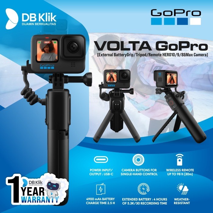 Volta GoPro (External BatteryGrip/Tripod/Remote HERO10/9/8&amp;Max Camera)