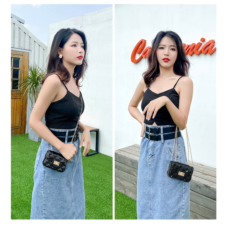 Tas Selempang Mini 9074-2 / Jelly Bag Polos Gaya Korea / Tas Fashion Korea / Tas Jelly