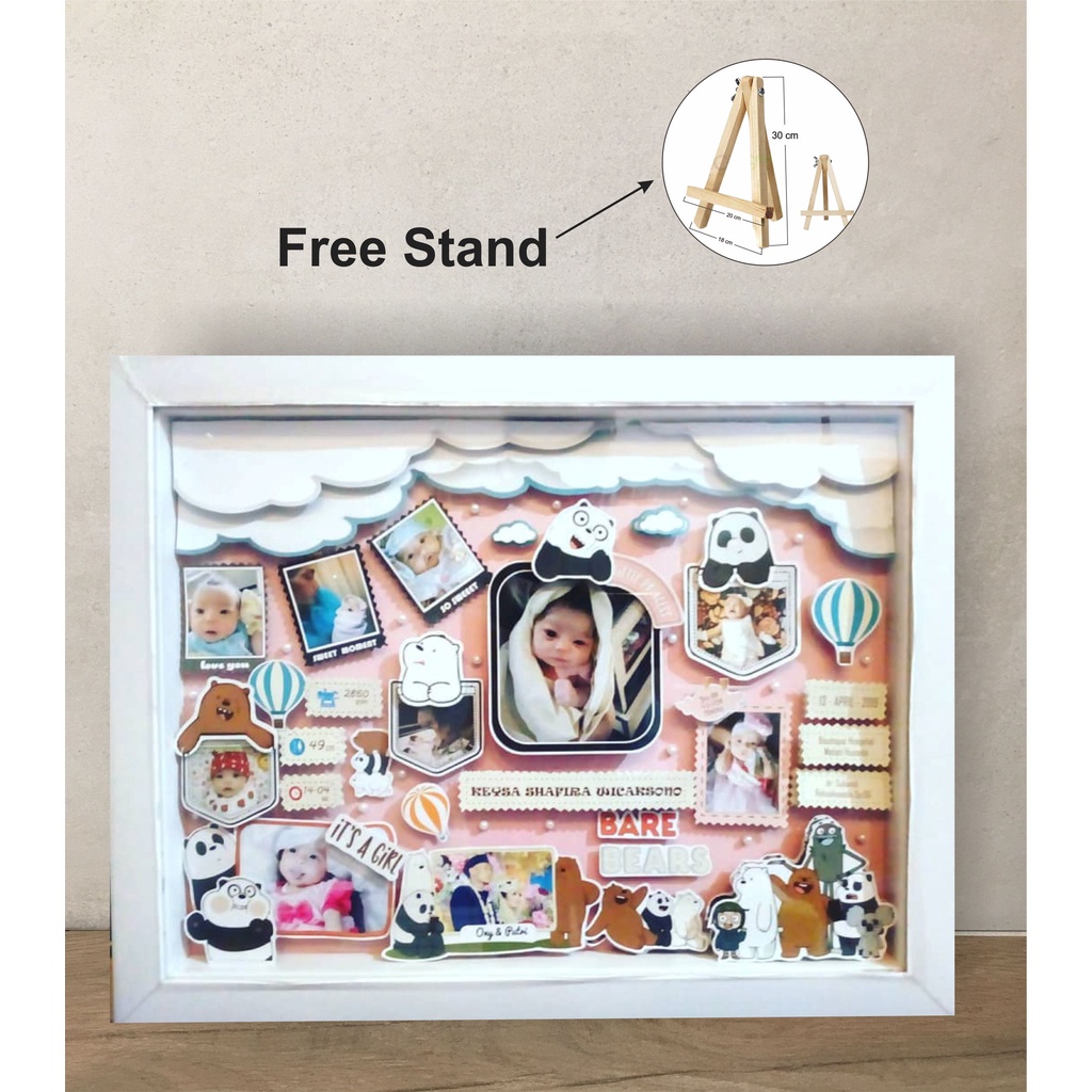 PIGURA BIODATA BAYI 3D BIODATA POPUP FRAME ( Barebear Theme )