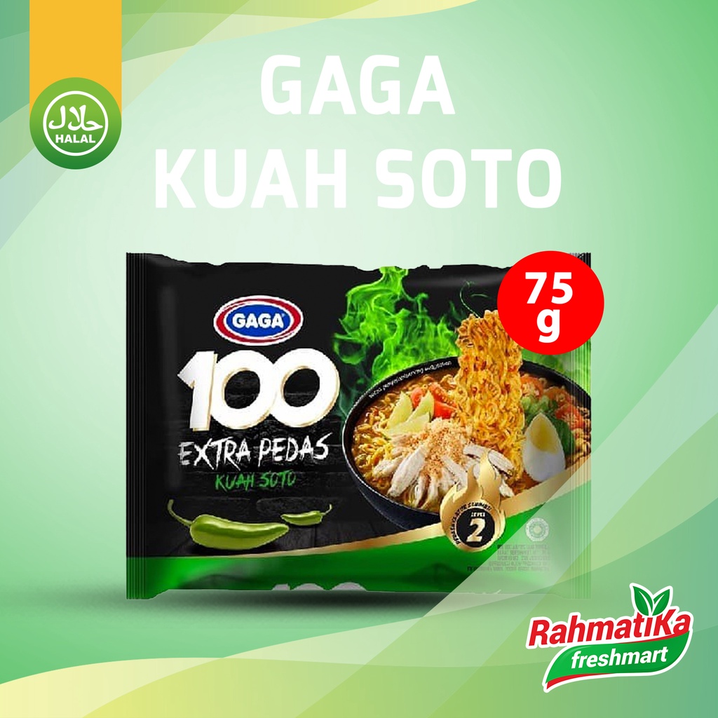 GAGA 100 Mie Instan Extra Pedas Kuah Soto Level-2 (1 Pcs)