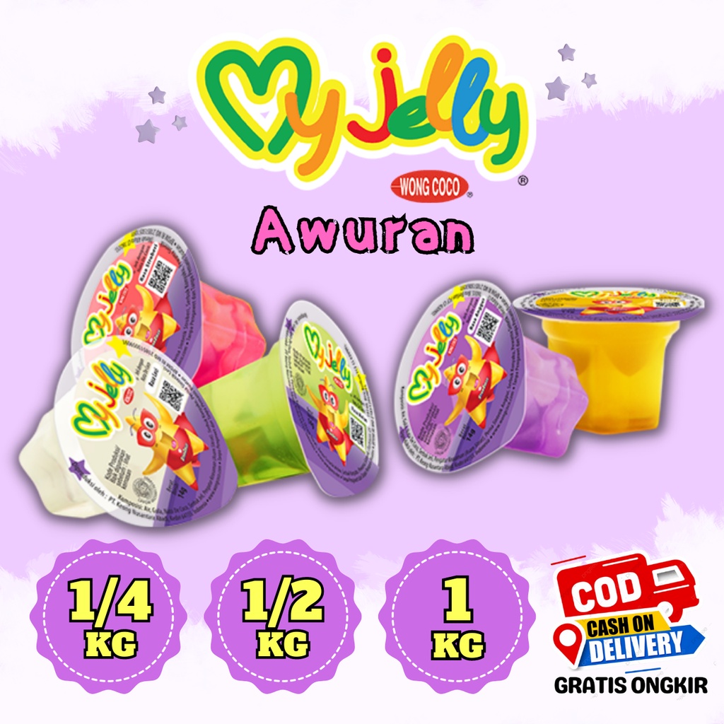 

MyJelly Wong Coco Awuran Kemasan 500 Gram Jeli Kiloan Jelly Box Aneka Rasa Tanpa Pemanis Tanpa Pengawet Jelly Rumput Laut dan Nata de Coco