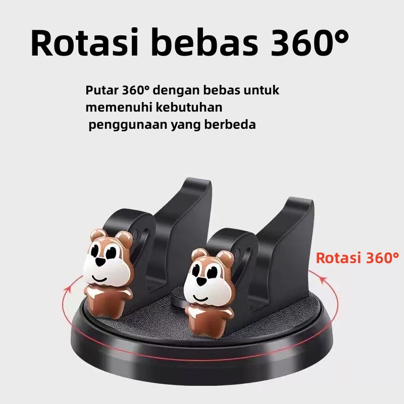 Holder Handphone / Navigasi Rotasi 360 Derajat Bentuk Boneka Kartun Lucu Untuk Mobil