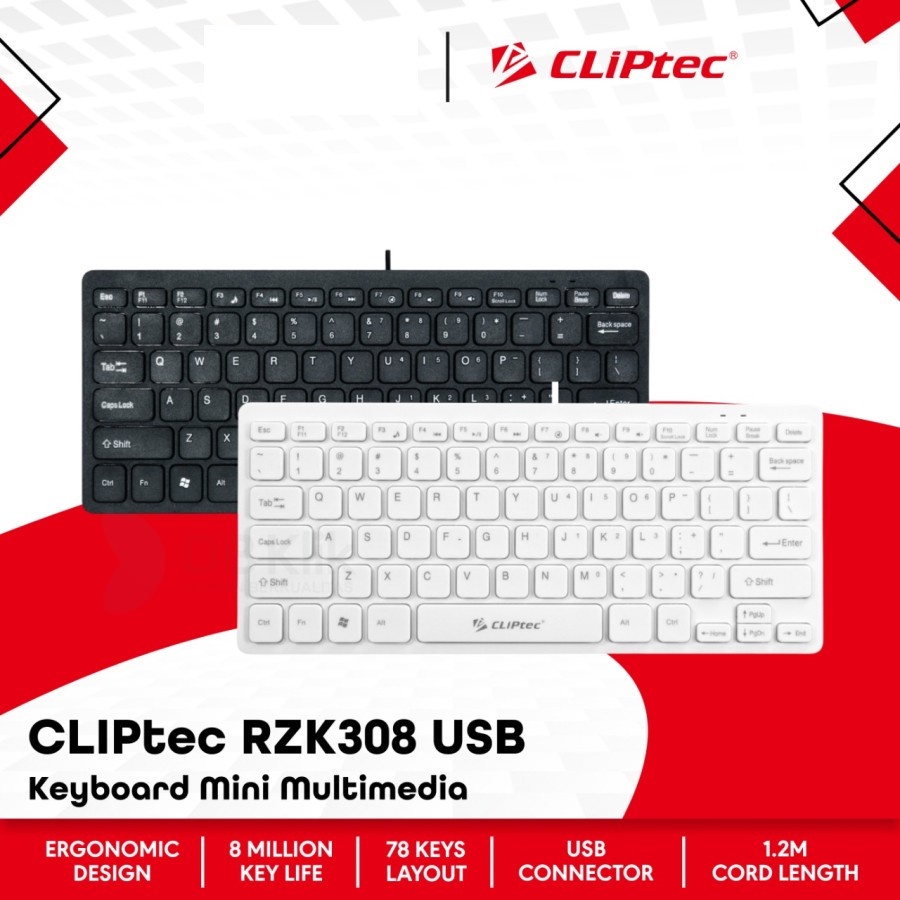 Trend-Keyboard Mini Multimedia Wired CLIPtec RZK308 USB - CLIPTEC RZK 308