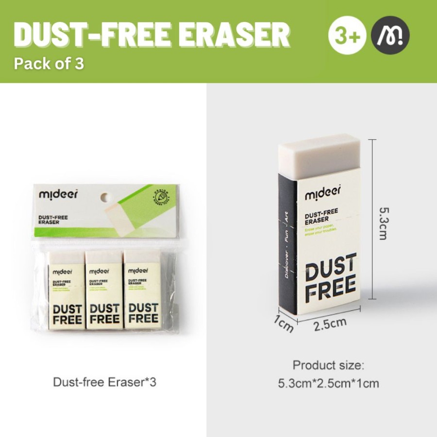 

Mideer Dust Free Eraser 3in1 Peralatan Sekolah Penghapus Anak Mainan Anak Berkualitas Penghapus Premium