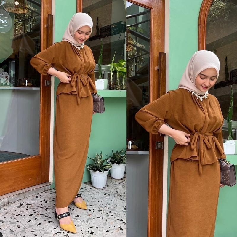 Setelan Crinkle Set Rok Dan Atasan Wanita Os01