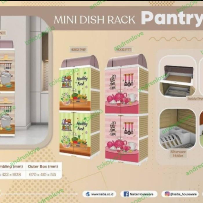 Terlaris Rak Piring Plastik Merk Naiba 4 Susun /Lemari Plastik Rak Piring