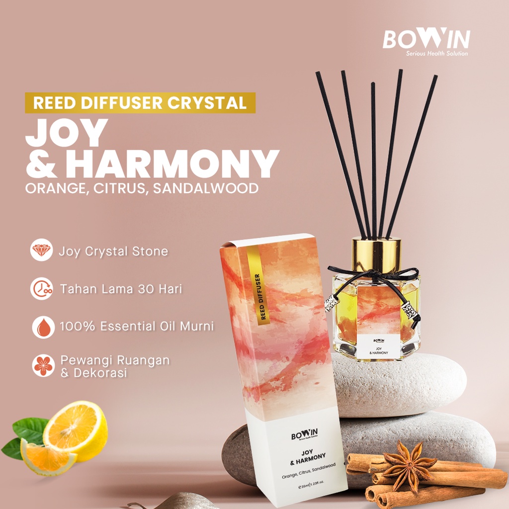 Bowin Reed Diffuser Crystal - Aromaterapi Pengharum Ruangan 100% Essential Oil