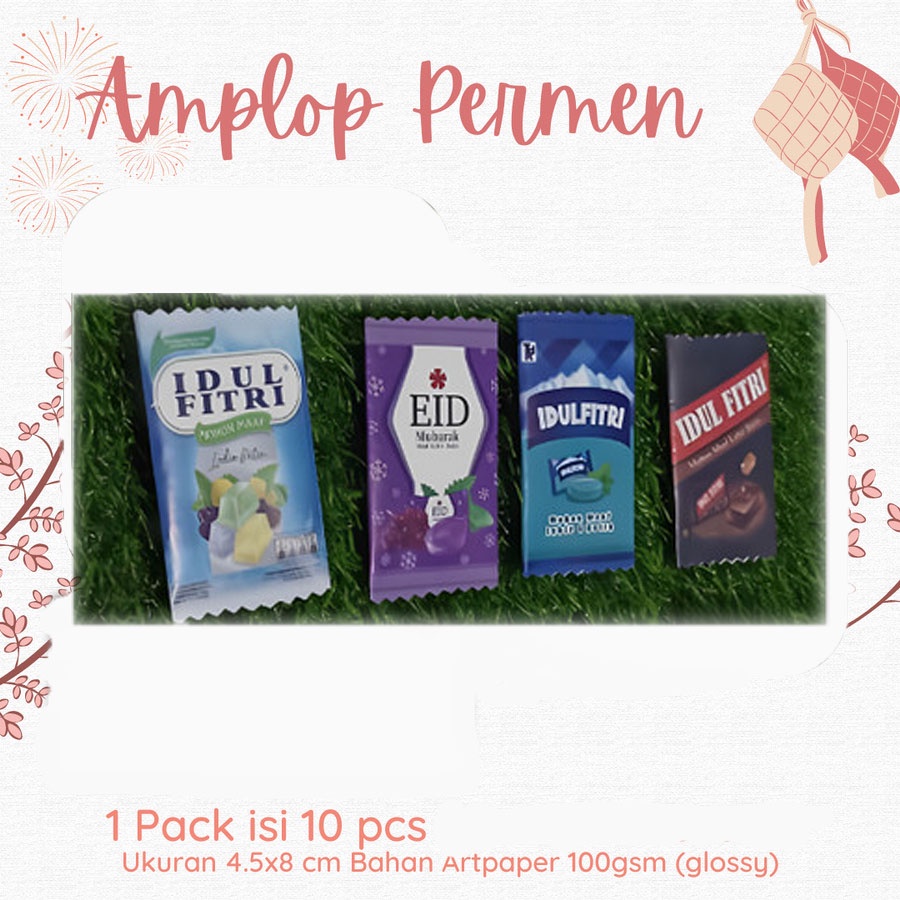 AMPLOP LEBARAN THR UNIK BENTUK PERMEN [1 PACK ISI 10PCS]