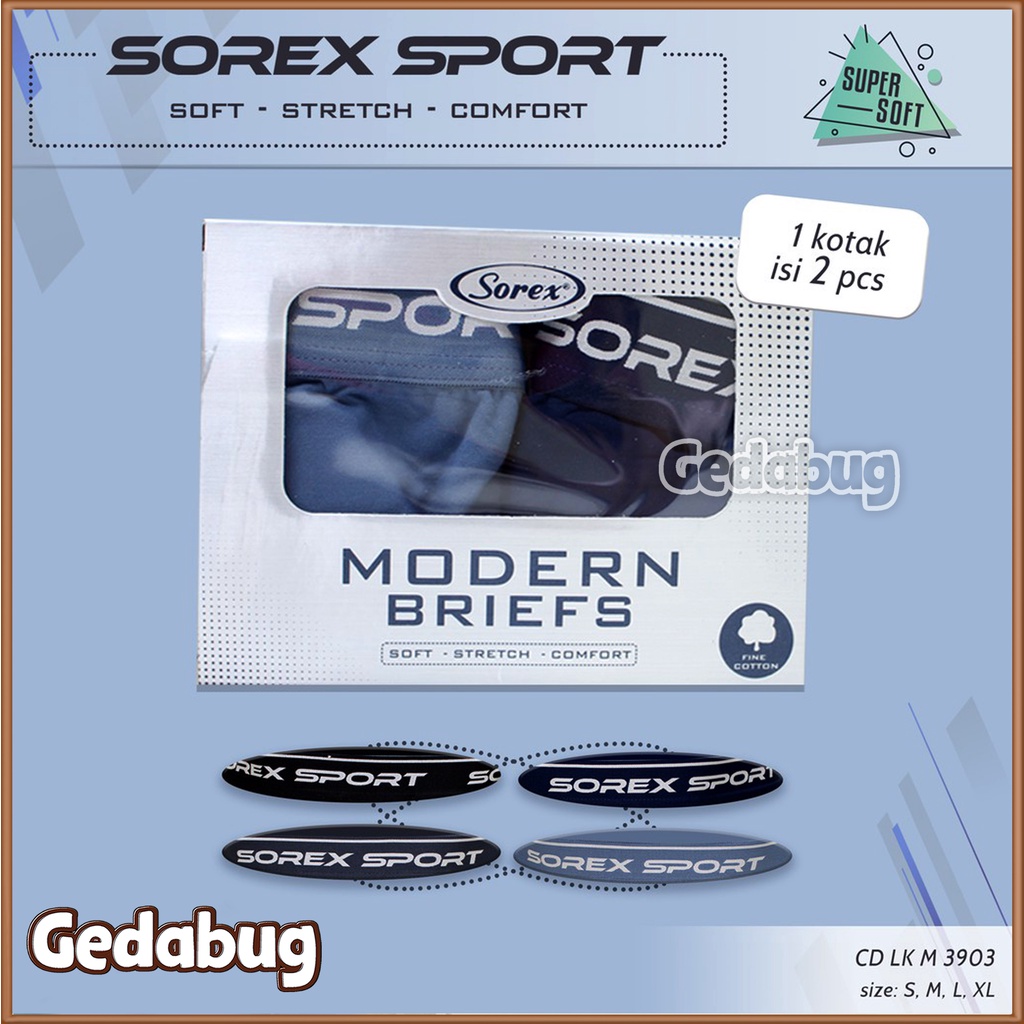 2 Pcs - CD Sorex M 3903 | Celana Dalam Pria Karet Boxer | Trendy &amp; Sporty Premium Quality