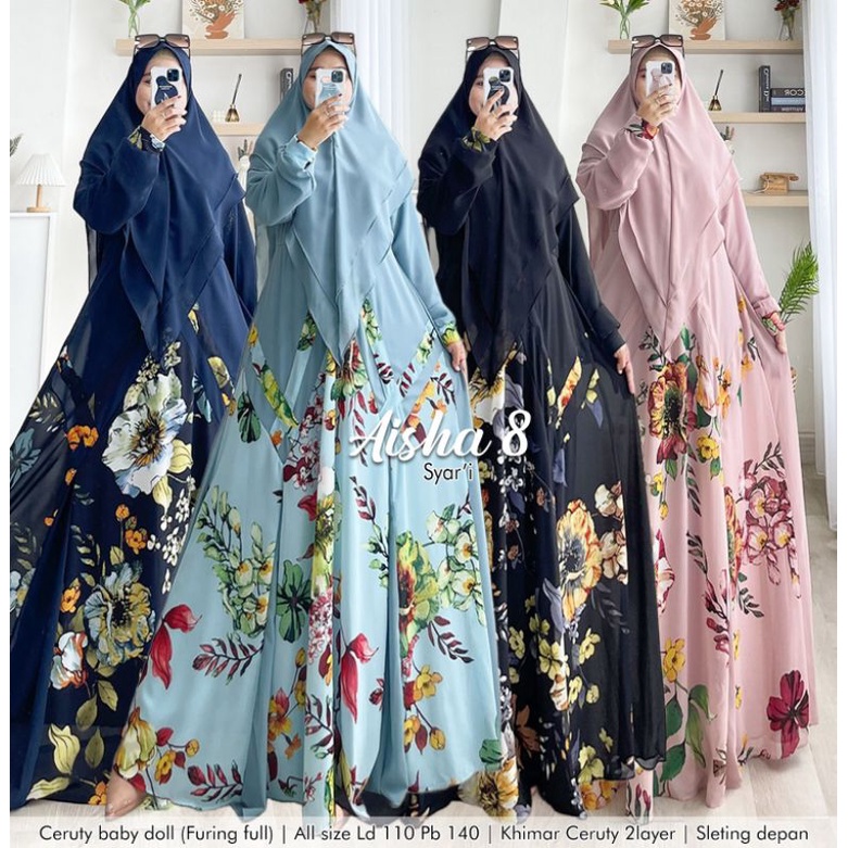 GAMIS SET SERAGAMAN  ORI(REALPICT)/GAMIS CERUTY YDOLL MOTIF BUNGA  POLOS/DRESS PESTA MUSLIMAH MODERN