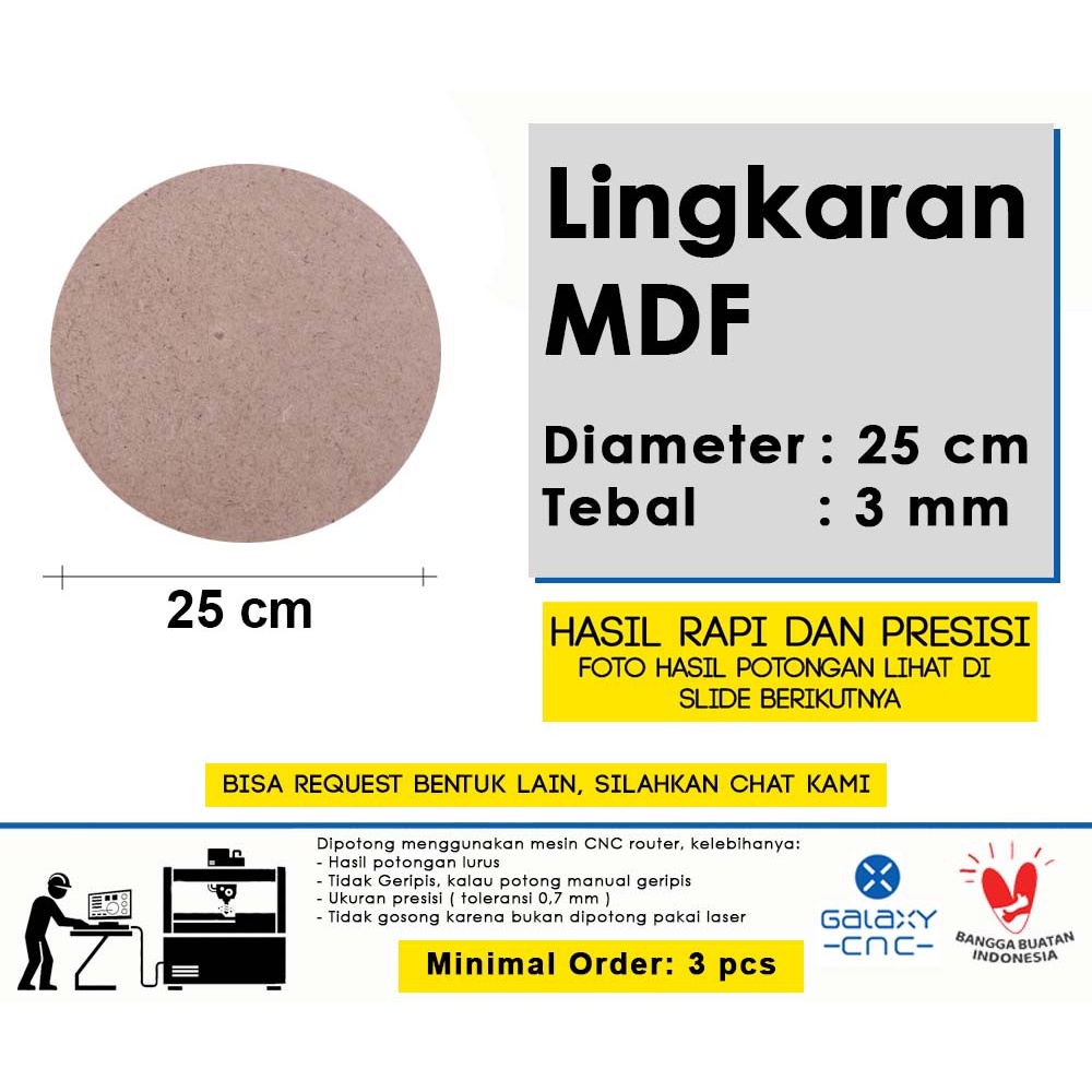 

Papan kayu Lingkaran / bulat - Diameter 25 cm - MDF 3 mm