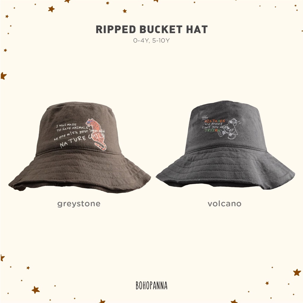 BOHOPANNA Emma Bucket Bucket Hat Paw Patrol Daze Lizzie Bucket Ripped Bucket Streetwear Anak Laki Laki Topi Bucket Anak dengan Tali