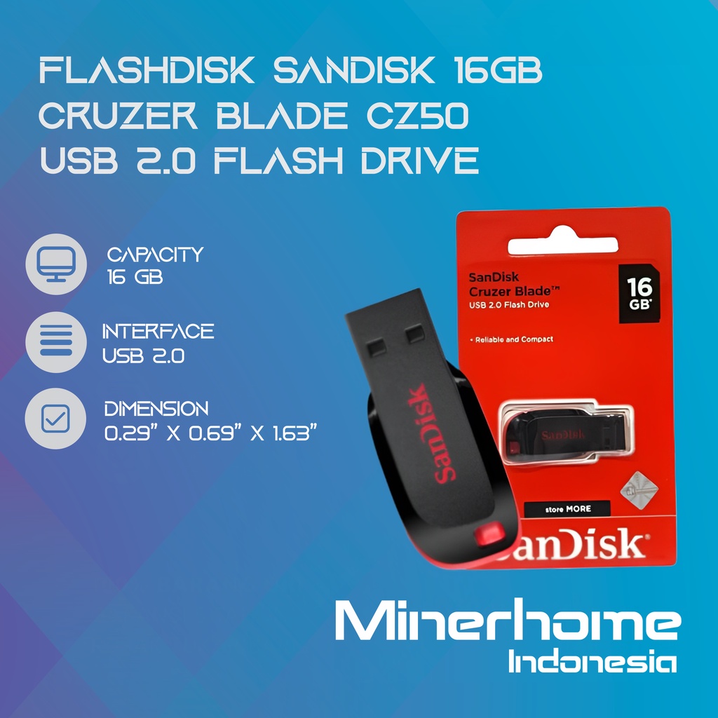 Flashdisk Sandisk 16 GB Cruzer Blade USB 2.0 Flash Drive