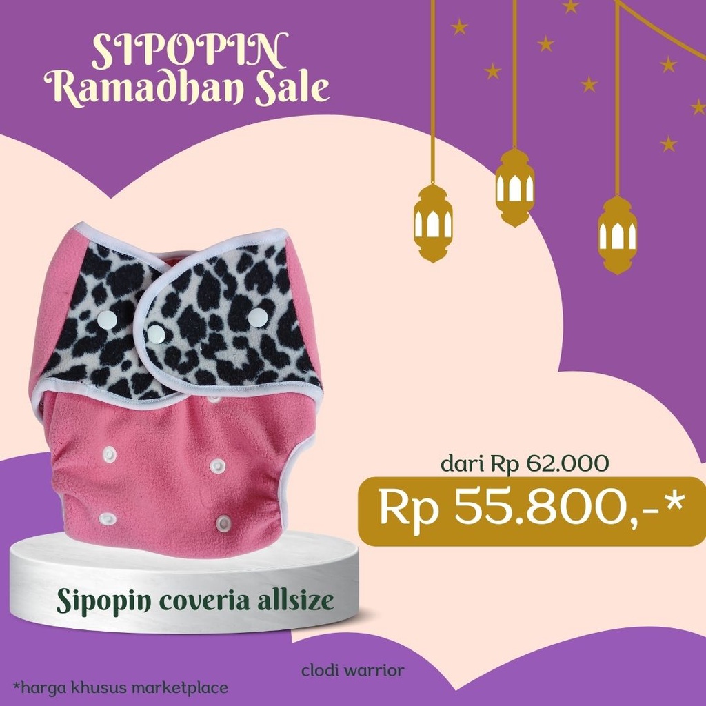 Sipopin Reguler Cover Popok Kain Cuci Ulang Clodi Allsize Termasuk Insert BB 4-15Kg