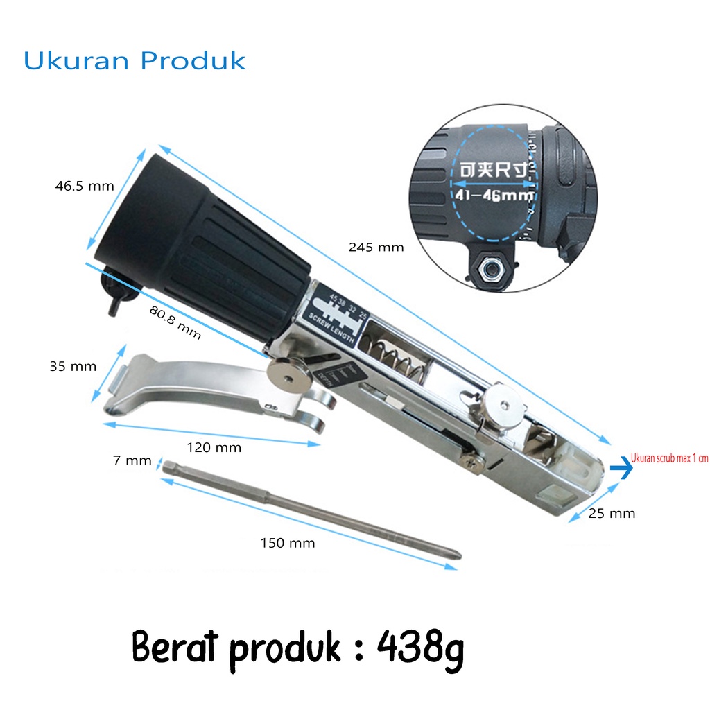 Tembakan Pistol Baut Sekrup Paku Rantai Adaptor Bor Listrik Adapter screw