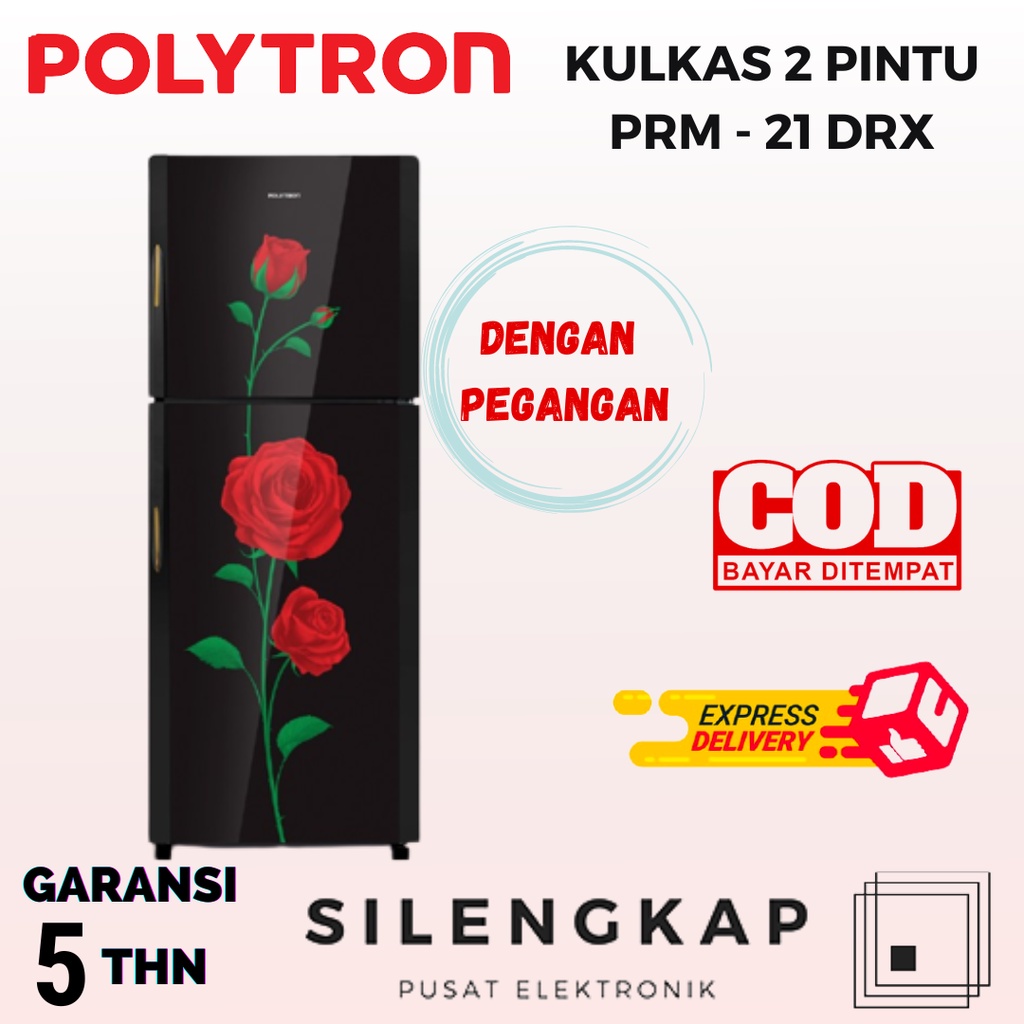 POLYTRON Kulkas 2 Pintu 210L PRM-21DRX / 21DRX / PRM21 / PRM21DRX