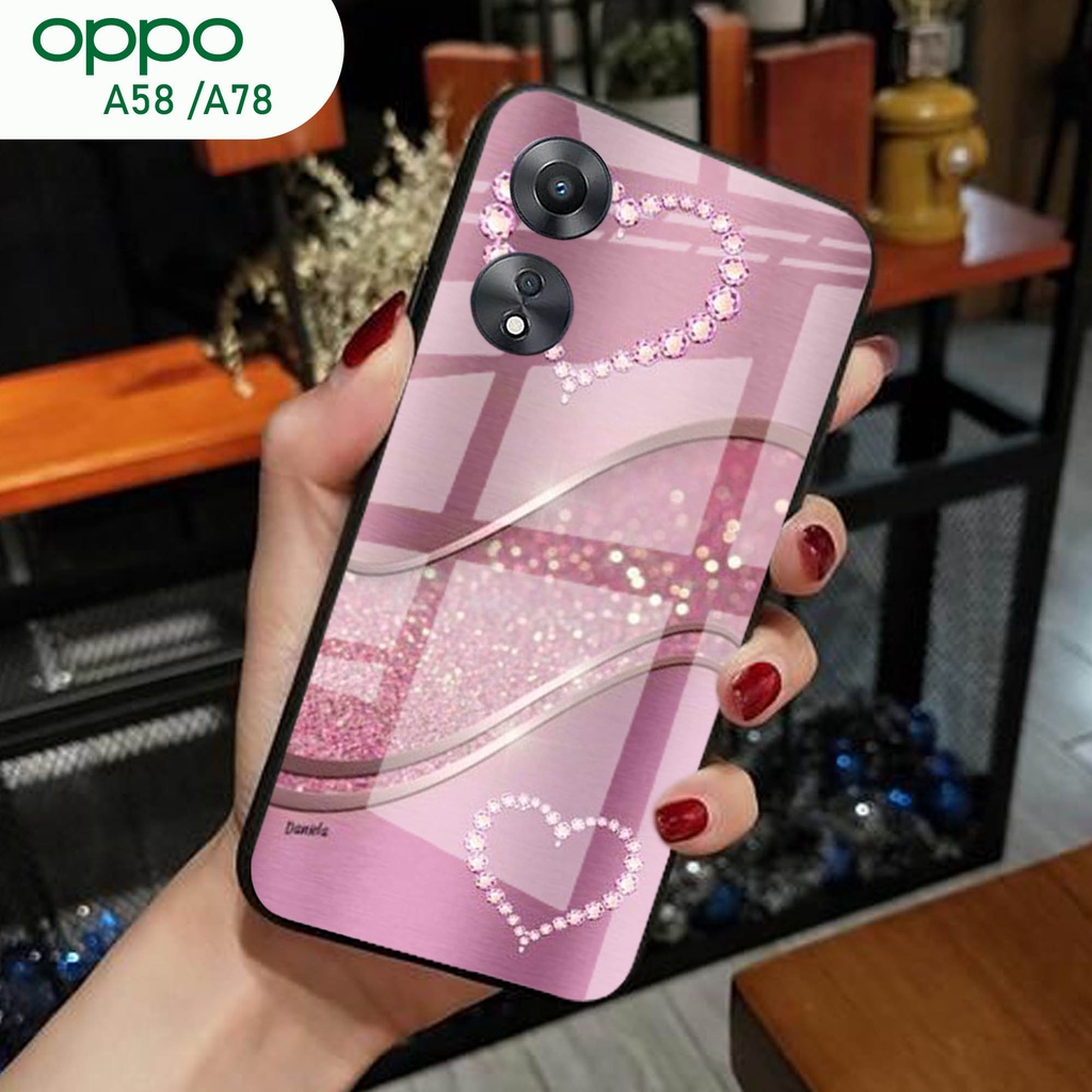 (S112) Case  Glass OPPO A58 A78 - casing Terbaru handphone - OPPO A58 A78  - pelindung handphone - O