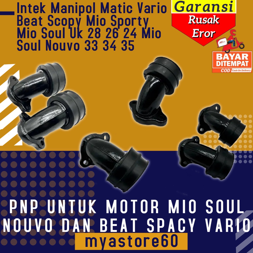 Manipul Intek Karet Manipol Leher Angsa Manifold Sambungan Karbu Motor Matic Vario Beat Scoopy Mio Sporty Mio Soul Spacy Nouvo Ukuran 26 28 30 32 33 34 35