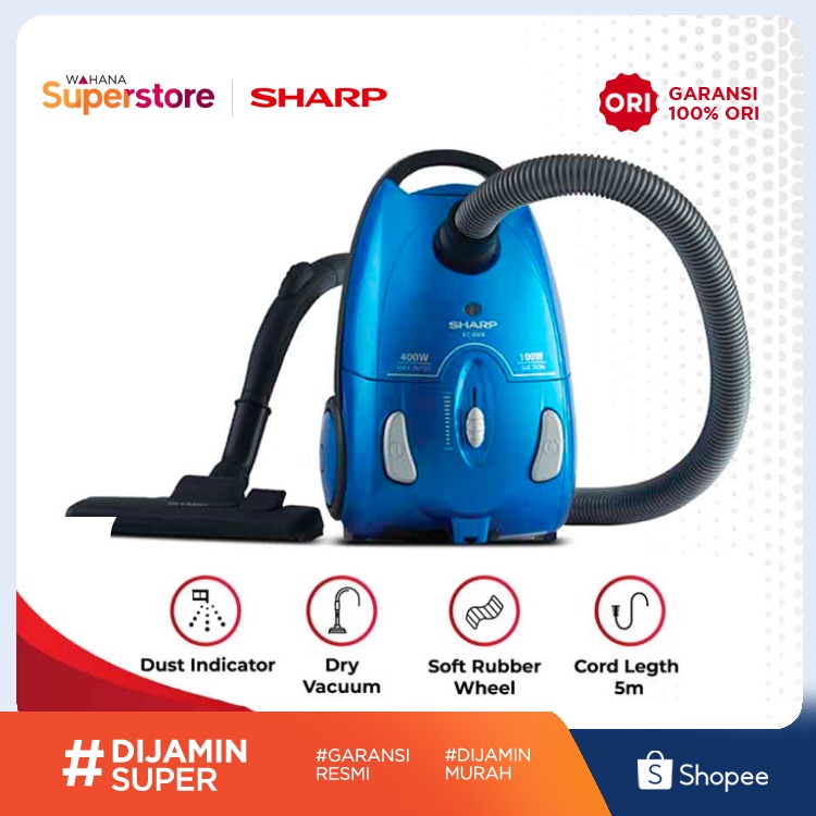 Sharp Vacuum Cleaner Penyedot Debu - EC-8305 B Biru