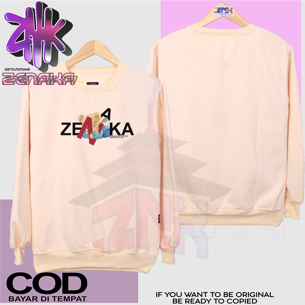 Zenaka Crewneck pria distro aesthetic Crewneck pria oversize tebal polos hitam Sweater pria distro keren 2023 Sweater pria distro tebal aesthtetic Jaket pria keren distro terbaru 2023 Hoodie pria distro aesthetic graffity simple Bear Sleep